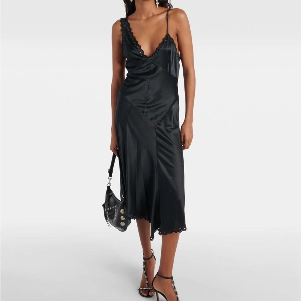 Isabel Marant Ayrich asymmetrical embroidered silk midi dress